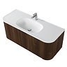 Arezzo 1200mm Slatted Walnut Wall Mounted Curved Vanity Unit with Matt White Basin