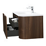 Arezzo 1200mm Slatted Walnut Wall Mounted Curved Vanity Unit with Matt White Basin