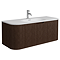 Arezzo 1200mm Slatted Walnut Wall Mounted Curved Vanity Unit with Matt White Basin