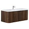 Arezzo 1200mm Slatted Walnut Wall Mounted Curved Vanity Unit with Matt White Basin