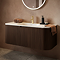 Arezzo 1200mm Slatted Walnut Wall Mounted Curved Vanity Unit with Matt White Basin