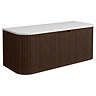 Arezzo 1200mm Slatted Walnut Wall Mounted Curved Vanity Unit with Matt White Countertop