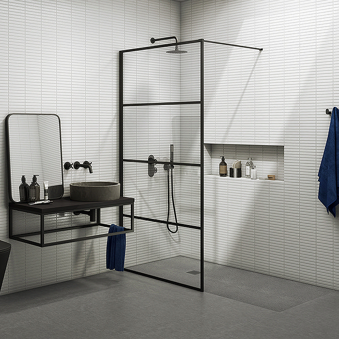 Arezzo 1200mm Wetroom Glass Stabilising Bar Matt Black