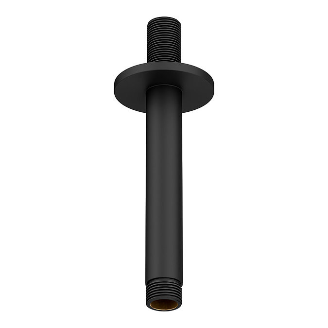 Arezzo 150mm Matt Black Round Ceiling Shower Arm Large Image