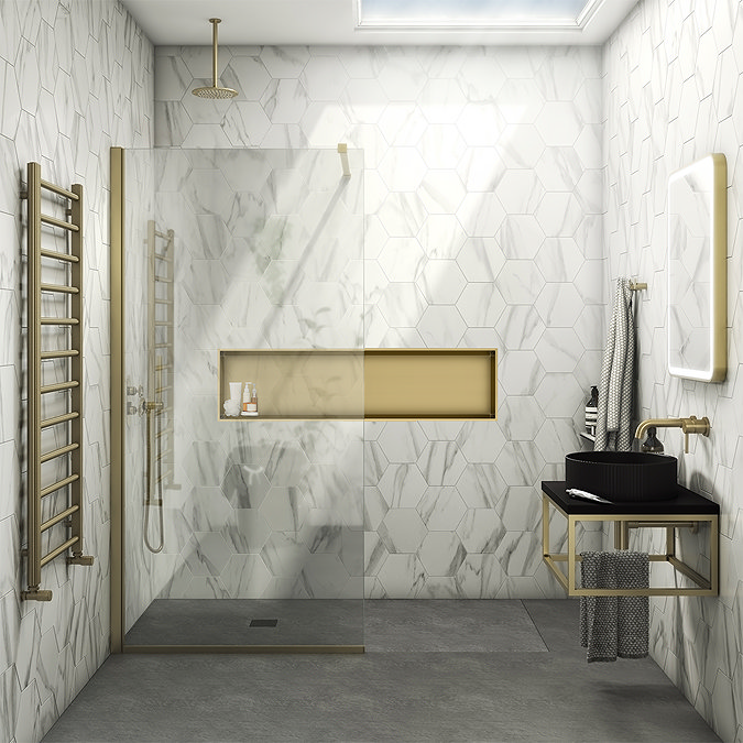 Arezzo 1210 x 280 Shower Niche - Brushed Brass