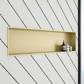 Arezzo 1210 x 280 Shower Niche - Brushed Brass