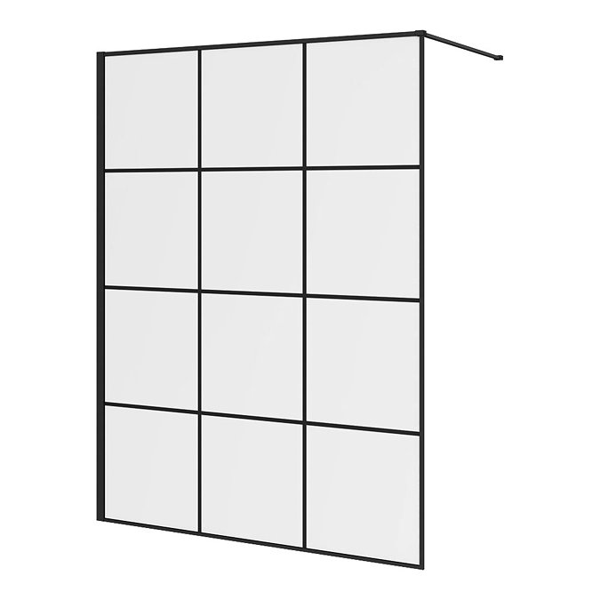 Arezzo 1400 x 800 Matt Black Grid Wet Room (inc. 1400 Screen + Tray)  Feature Large Image