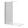 Arezzo 1400 x 900 Fluted Glass Chrome Profile Wet Room (800 Screen, Square Support Arm + Tray)  In Bathroom Large Image