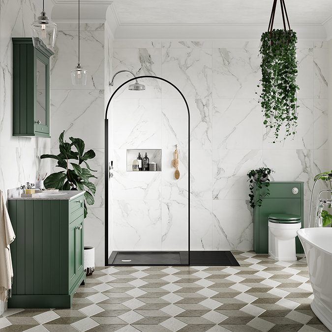 Arezzo 1400 x 900 Wet Room (incl. 800mm Arched Matt Black Framed Screen + Slate Tray) additional Large Image