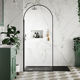Arezzo 1400 x 900 Wet Room (incl. 800mm Arched Matt Black Framed Screen + Slate Tray) Large Image