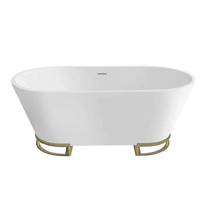 Arezzo 1500 Curved Freestanding Bath with Brushed Brass Frame + Waste