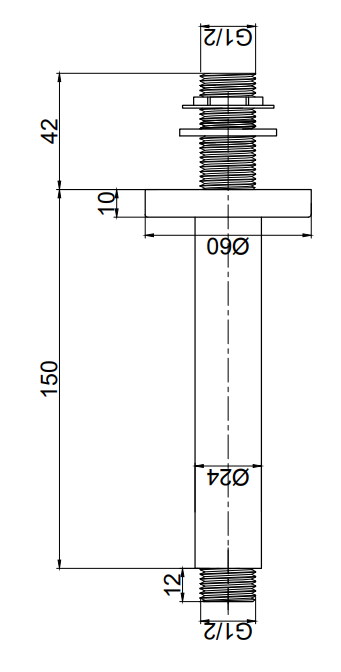 Arezzo 150mm Brushed Brass Round Ceiling Shower Arm