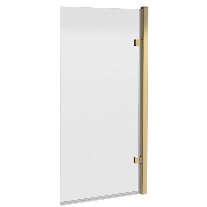 Arezzo 1520 x 830 Brushed Brass 8mm Glass Hinged Bath Screen - AZ8BBHS Profile Large Image