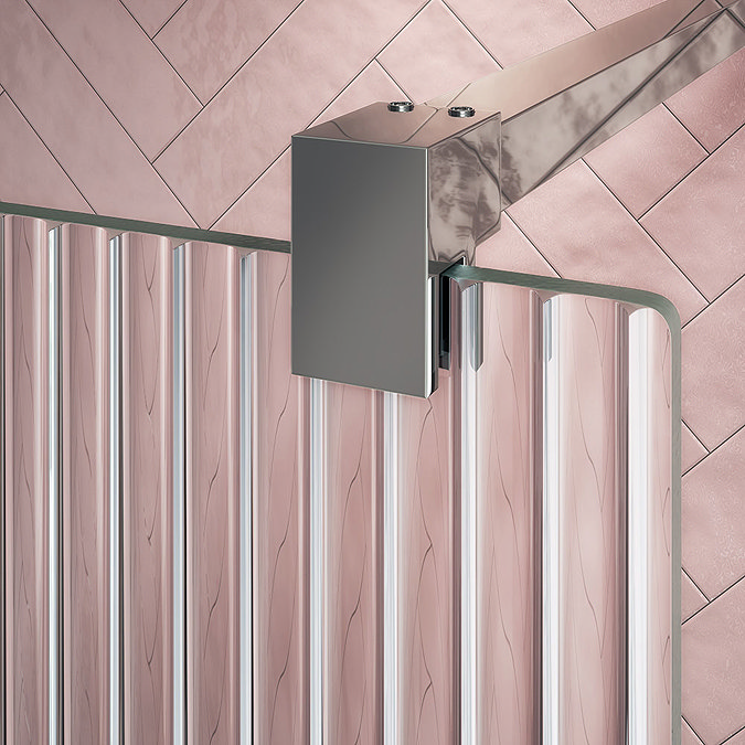 Arezzo 1600 x 800 Fluted Glass Chrome Profile Wet Room (1000 Screen, Square Support Arm + Tray) Pro