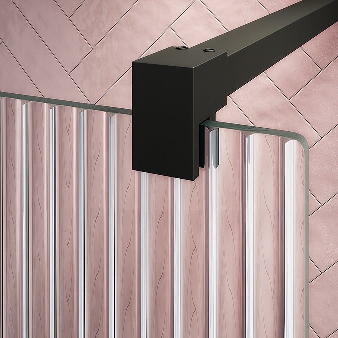 Arezzo 1600 x 800 Fluted Glass Matt Black Walk In Enclosure (inc. Main Screen, Side Panel + Tray) P