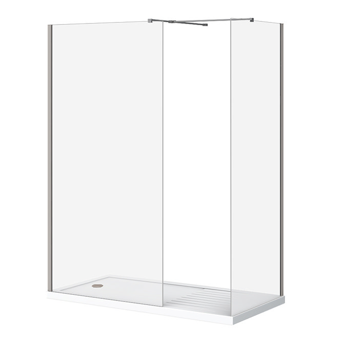 Arezzo 1600 x 800 Gunmetal Grey Wet Room (with Screen, Side Panel + Tray)