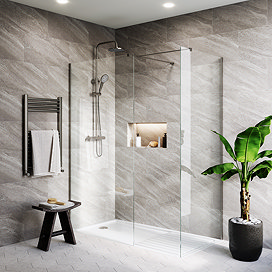 Arezzo 1600 x 800 Gunmetal Grey Wet Room (with Screen, Side Panel + Tray)