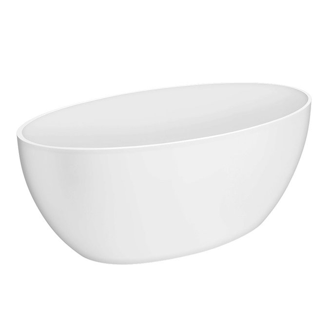 Arezzo 1600 x 855 Matt White Solid Stone Curved Single Ended Bath  Standard Large Image