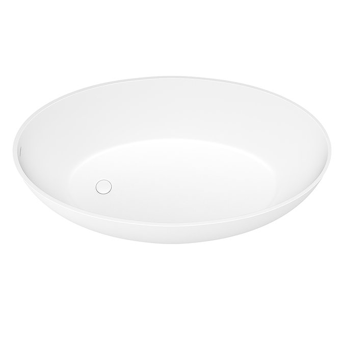 Arezzo 1600 x 855 Matt White Solid Stone Curved Single Ended Bath  Standard Large Image