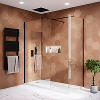 Arezzo 1600 x 800 Matt Black Profile Wet Room (Screen, Side Panel & Tray)