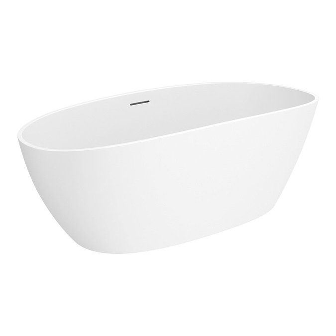 Arezzo 1650 x 690 Matt White Solid Stone Curved Double Ended Bath  Feature Large Image