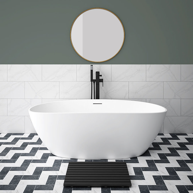 Arezzo 1650 x 690 Matt White Solid Stone Curved Double Ended Bath