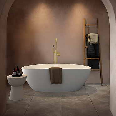 Arezzo Solid Stone Curved Freestanding Bath 1650 x 690mm - Matt White Double Ended