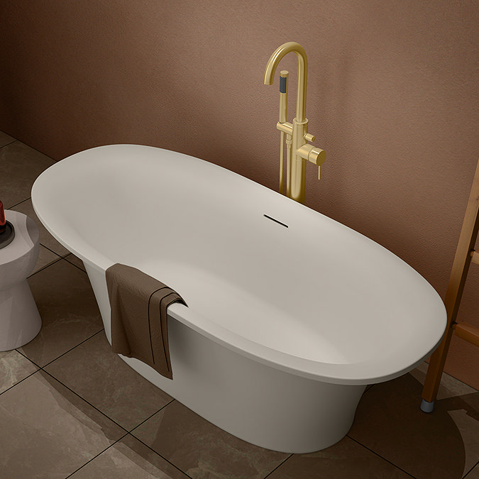 Arezzo 1690 x 750 Matt White Solid Stone Modern Roll Top Bath