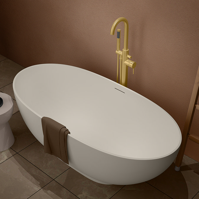 Arezzo 1690 x 800 Matt White Solid Stone Curved Double Ended Bath