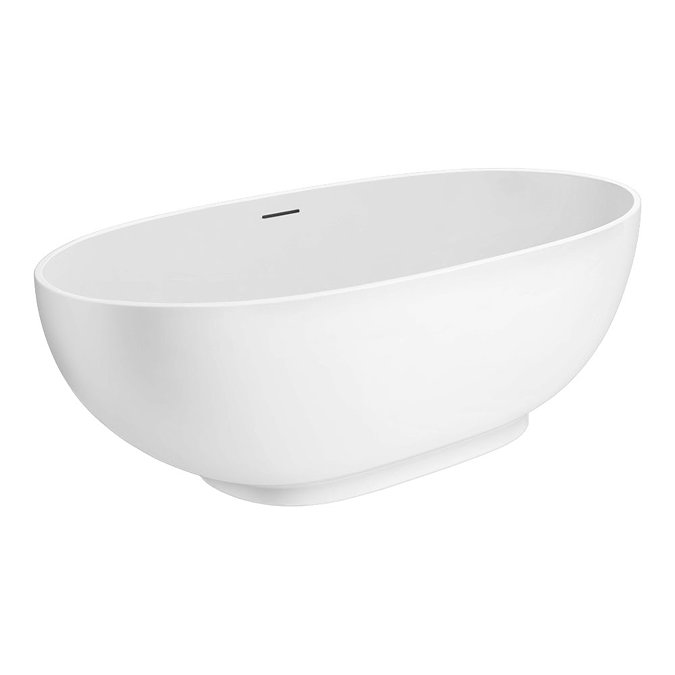 Arezzo 1690 x 800 Matt White Solid Stone Curved Double Ended Bath  Feature Large Image