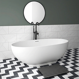 Arezzo 1690 x 800 Matt White Solid Stone Curved Double Ended Bath