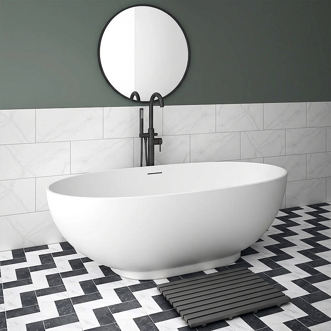 Arezzo 1690 x 800 Matt White Solid Stone Curved Double Ended Bath