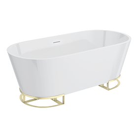 Arezzo 1700 Curved Freestanding Bath with Brushed Brass Frame + Waste