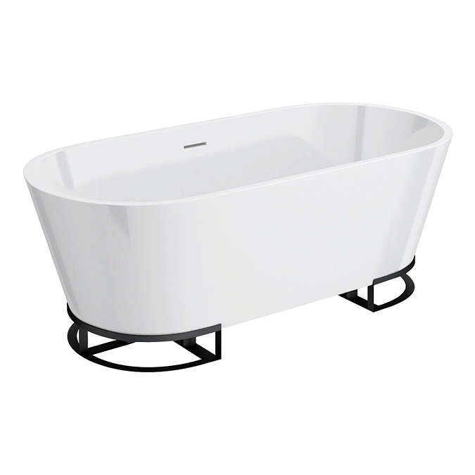 Arezzo 1700 Curved Freestanding Bath with Matt Black Frame + Waste