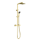 Arezzo 1700 L-Shaped Shower Bath with Brushed Brass Exposed Shower Pack and Screen