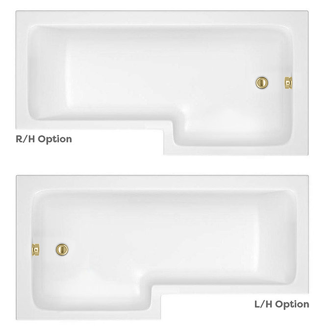 Arezzo 1700 L-Shaped Shower Bath with Brushed Brass Exposed Shower Pack and Screen