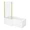 Arezzo 1700 L-Shaped Shower Bath with Brushed Brass Exposed Shower Pack and Screen