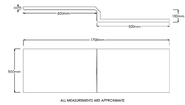 Arezzo 1700 L-Shaped Shower Bath with Brushed Brass Exposed Shower Pack and Screen