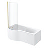 Arezzo 1700mm P-Shaped Shower Bath with Screen & Front Panel - Brushed Brass