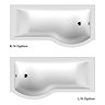 Arezzo 1700mm P-Shaped Shower Bath with Screen & Front Panel - Brushed Brass