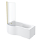 Arezzo 1700mm P-Shaped Shower Bath with Screen & Front Panel - Brushed Brass