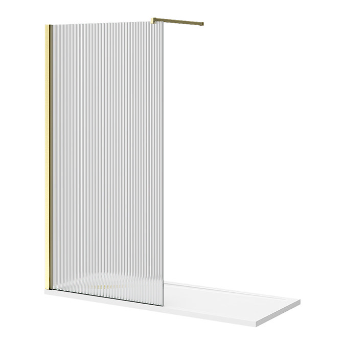 Arezzo 1700 x 700 Bath Replacement Wet Room (1000mm Brushed Brass Fluted Glass Screen w. Tray)  Profile Large Image