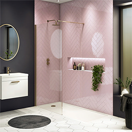 Arezzo 1700 x 700 Bath Replacement Wet Room (1000mm Brushed Brass Screen w. Tray) Medium Image