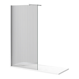 Arezzo 1700 x 700 Bath Replacement Wet Room (1000mm Chrome Fluted Glass Screen w. Tray) Medium Image