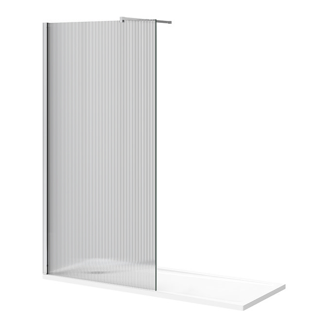 Arezzo 1700 x 700 Bath Replacement Wet Room (1000mm Chrome Fluted Glass Screen w. Tray) Large Image