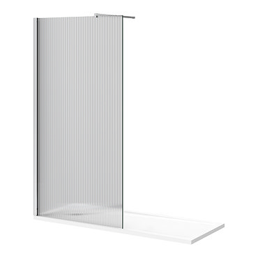 Arezzo 1700 x 700 Bath Replacement Wet Room (1000mm Chrome Fluted Glass Screen w. Tray)  Profile Large Image