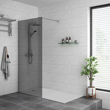 Arezzo 1700 x 700 Bath Replacement Wet Room (1000mm Grey Tinted Screen w. Tray)  Profile Large Image