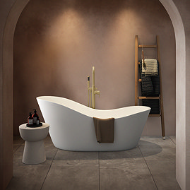 Arezzo Solid Stone Curved Freestanding Bath 1700 x 750mm - Matt White Slipper