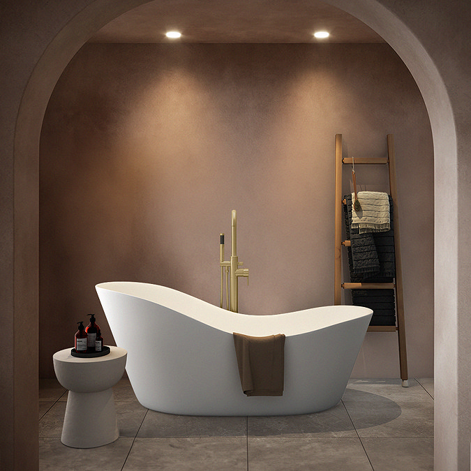 Arezzo 1700 x 750 Matt White Solid Stone Modern Slipper Bath