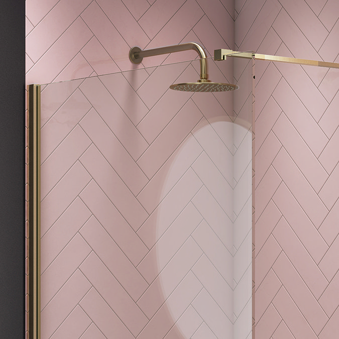 Arezzo 1700 x 800 Brushed Brass Wet Room (Inc. Screen + Tray)  Standard Large Image